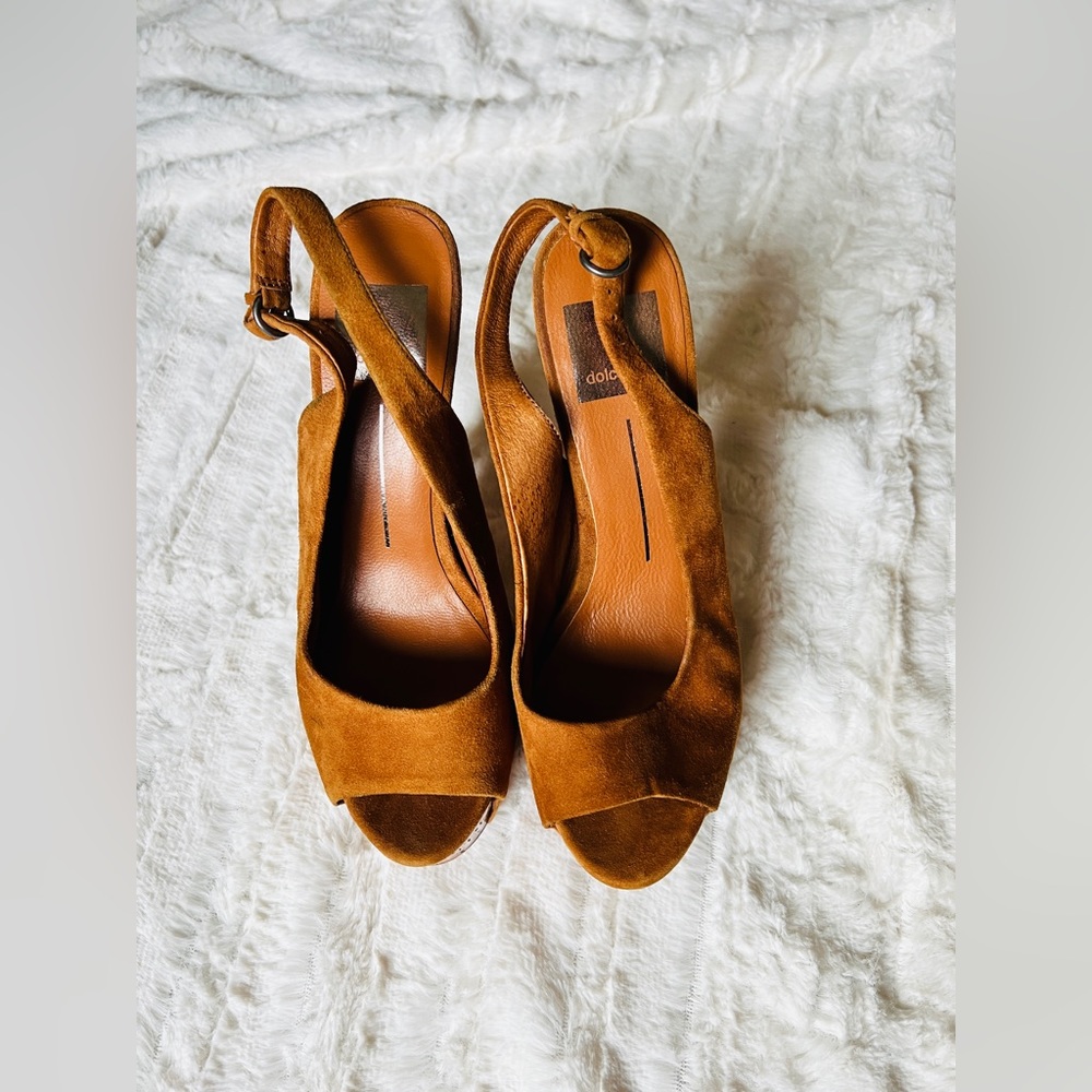 Dolce Vita By Anthropologie Women’s Tan Brown Suede Open Toe Heels 6.5